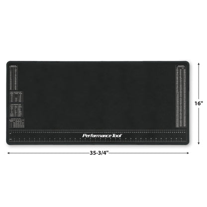 Performance Tool W88977 Neoprene Mat with Ruler and Reference Charts, Chemical Resistant, 16-Inch x 35.75-Inch, Protects Work Surface from Solvents and Oils