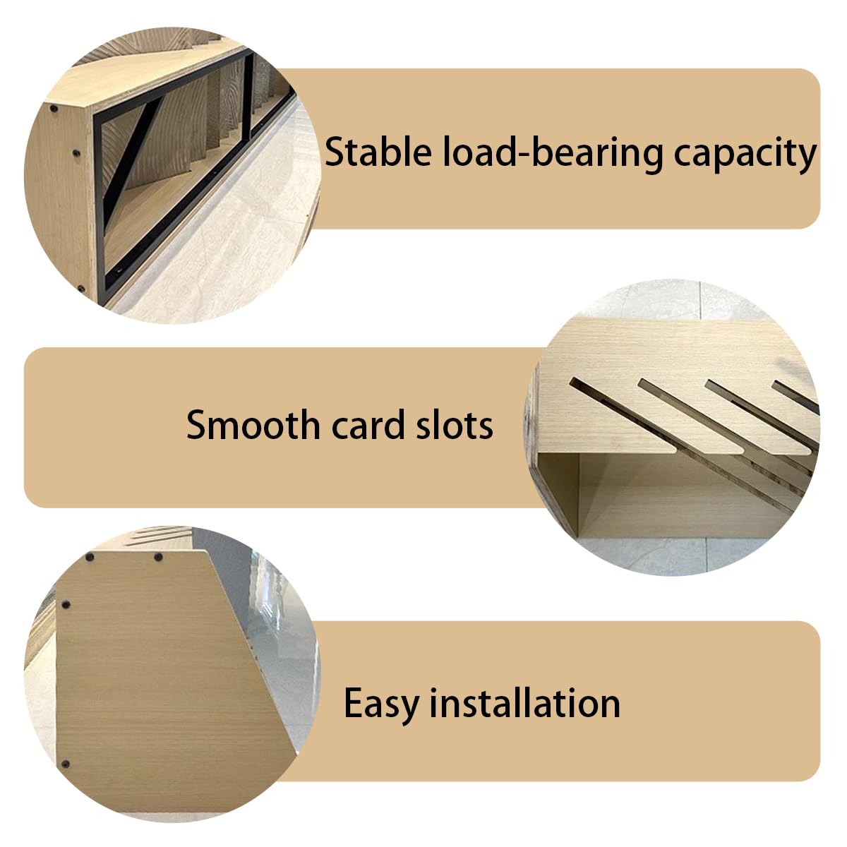 Tile Display Rack, Floor-Standing Large Wooden Sample Holder, Storage, Slotted Flooring Shelf, Capacity, Oblique Insertion for Vendors Retail Counter