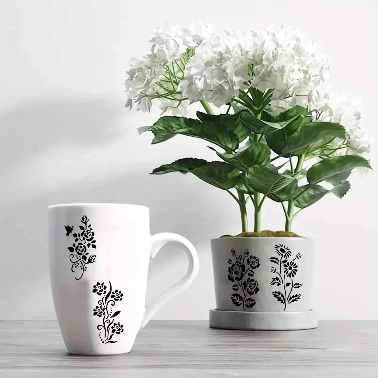 25Pcs Wildflower Stencils Flower Leaf Painting Stencils Botanical Flower Stencils Tiny Vine Leaf Plastic Art Drawing Templates DIY Crafts Plant Stencil for Painting on Wood Wall Door Canvas 3x6inch