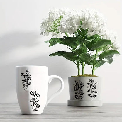 25Pcs Wildflower Stencils Flower Leaf Painting Stencils Botanical Flower Stencils Tiny Vine Leaf Plastic Art Drawing Templates DIY Crafts Plant Stencil for Painting on Wood Wall Door Canvas 3x6inch