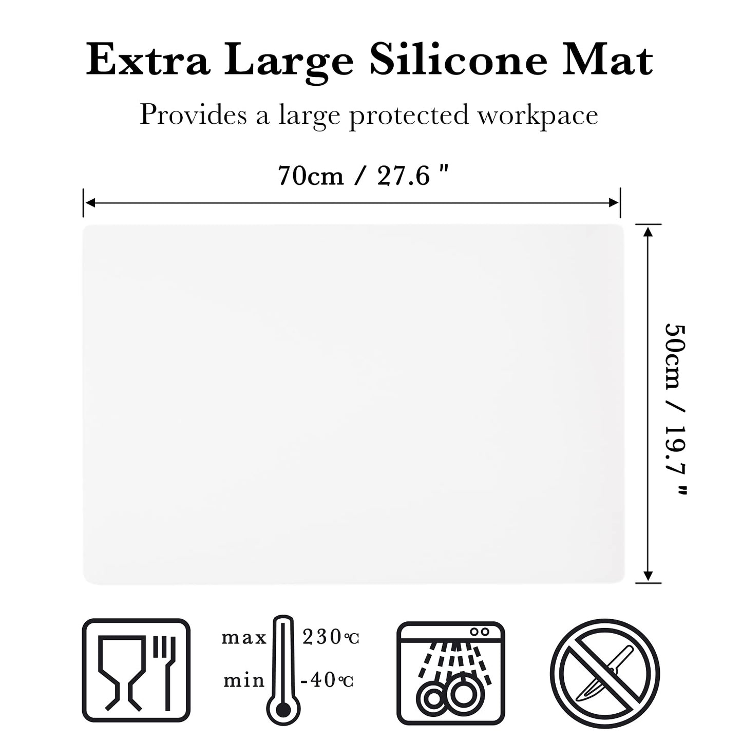 Gartful Oversize Translucent Silicone Mat, Countertop Protector, 27.6 x 19.7 inches Silicone Sheet for Crafts Resin Jewelry Casting Mat Pad Nonstick Table Placemat