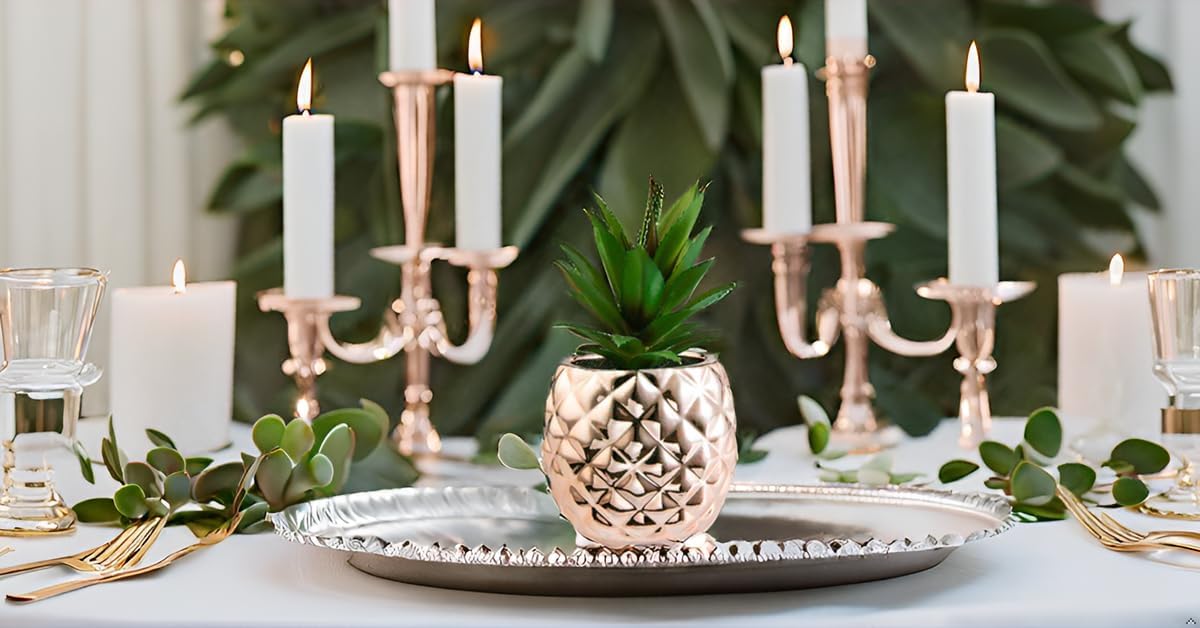 Porcelain Potted Artificial Succulent 7.8" Pineapple Plant for Home Office Kitchen Decoration