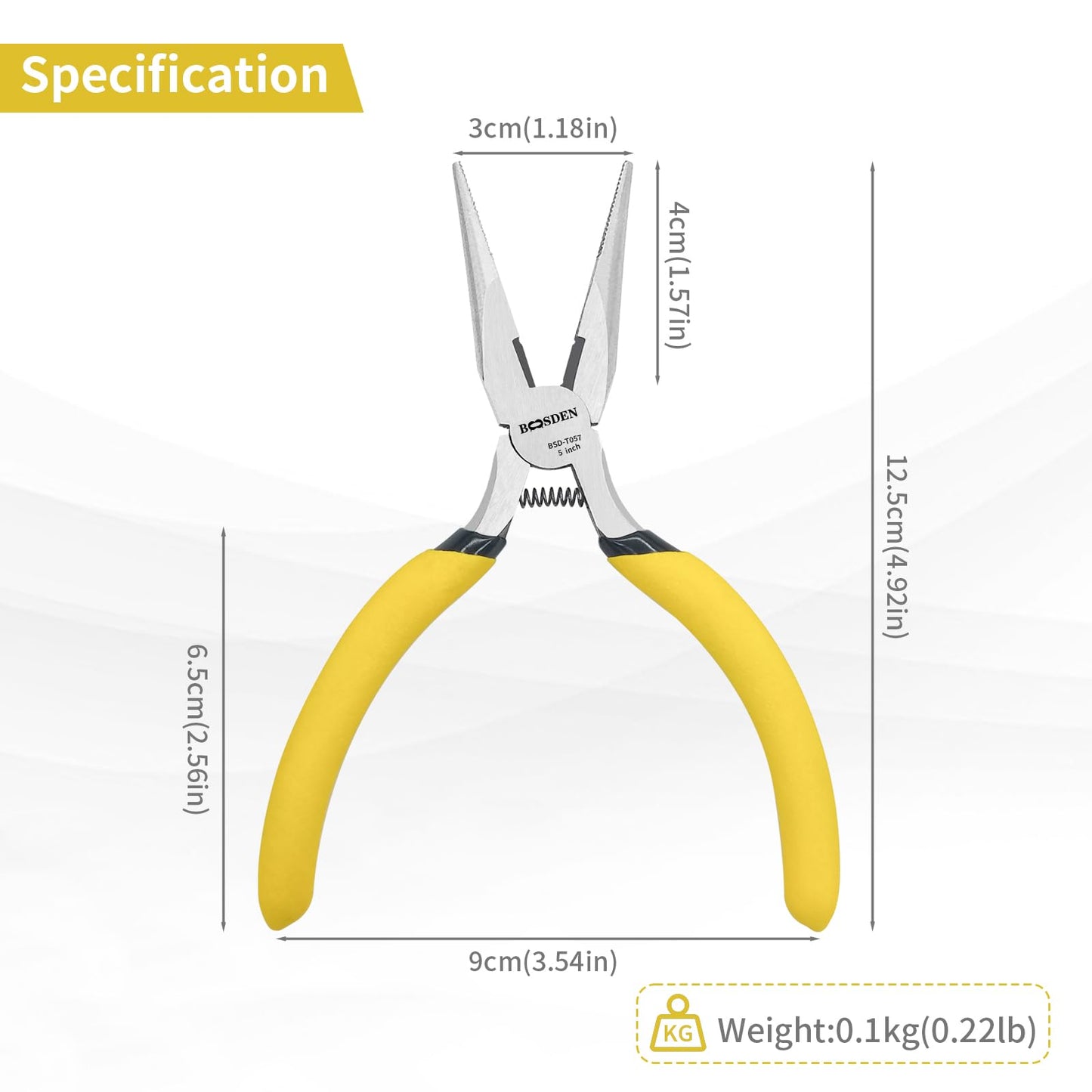 BOOSDEN 5 Inch Small Needle Nose Pliers Set of 5, Precision Long Nose Pliers with Side Cutter & Spring, Mini Fine Tip Jewelry Making Pliers for Electronics, Craft, DIY, Beading, Model Building