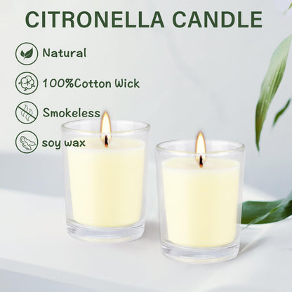 Set of 20 x 2.0 oz Votive Citronella Candles in Glass Cup Decorative Candle Yellow Citronella Tea Lights Indoor Outdoor Patio Scented Candles Bulk…