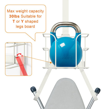 ORLESS Over The Door/Wall Mount Ironing Board Hanger, Laundry Room Iron and Ironing Board Caddy Storage Holder (White)