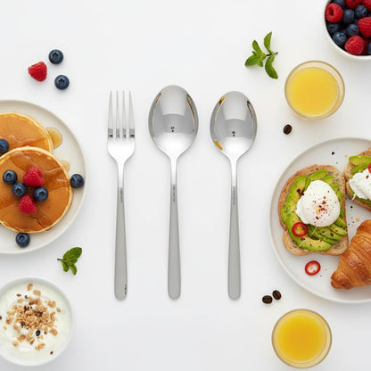 nambe Frond 3-Piece Hostess Set | 18/10 Stainless Steel Flatware Serving Fork and Spoon Set | Serving Utensils for Buffet, Catering, Party, Hotel, or Restaurant Use | Dishwasher Safe