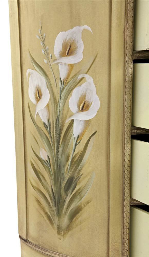 Nearly Natural Antique Accessory Table with Calla Lily Floral Art
