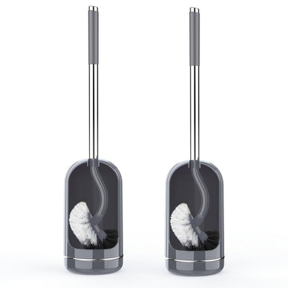SetSail Toilet Brush and Holder Set, Compact Size Curved Toilet Bowl Brush for Bathroom Deep Cleaning with Stainless Steel Handle Toilet Cleaner Brush, Grey-2p