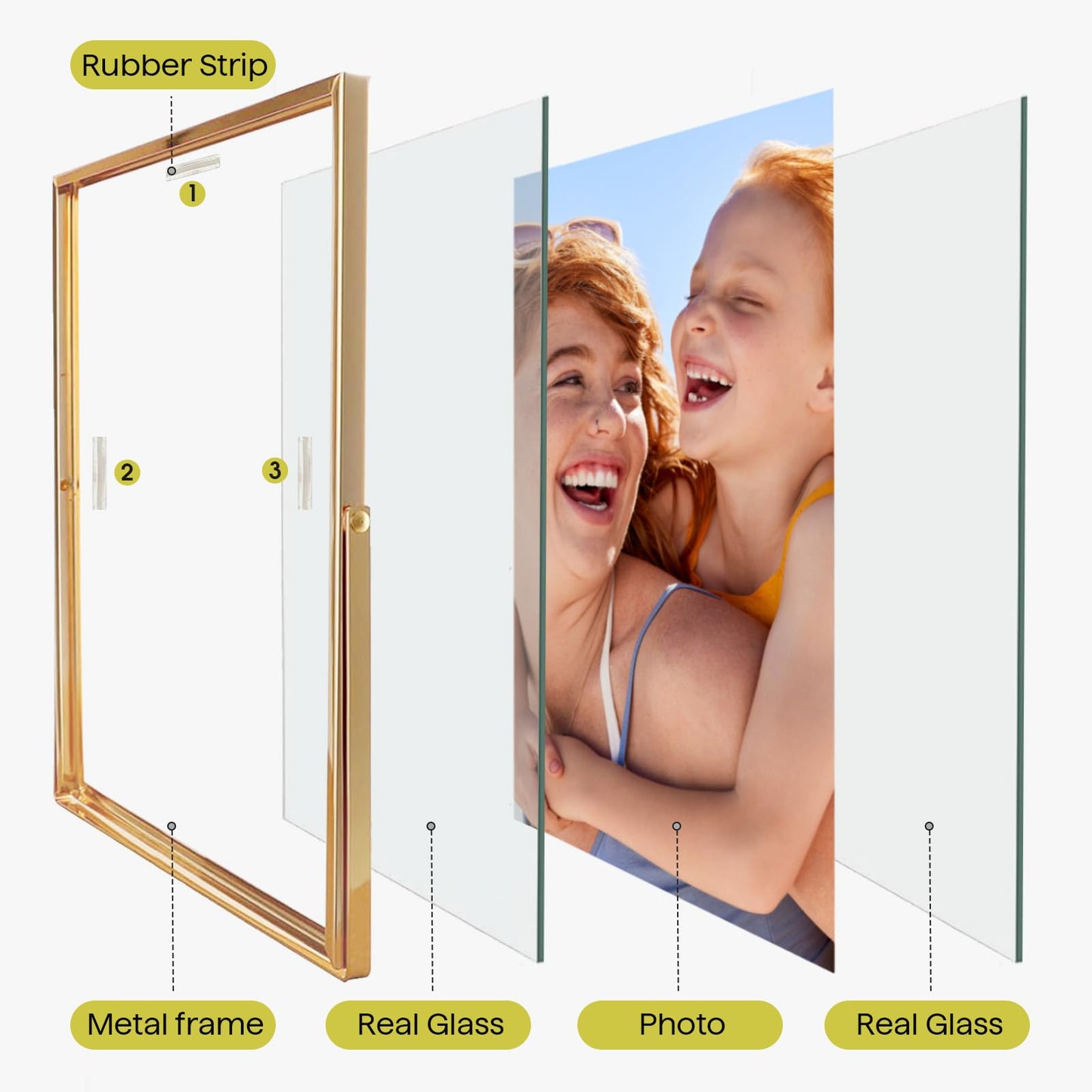 JOJOWISE Gold 4x6 Floating Picture Frame For (2x3'', 3.5x5'', up to 4x6'') Photos, Adjustable TabletopShelf Display Premium Gift picture frame 3.5x5'' for Wedding, Thanksgiving, Christmas Home & Office Décor