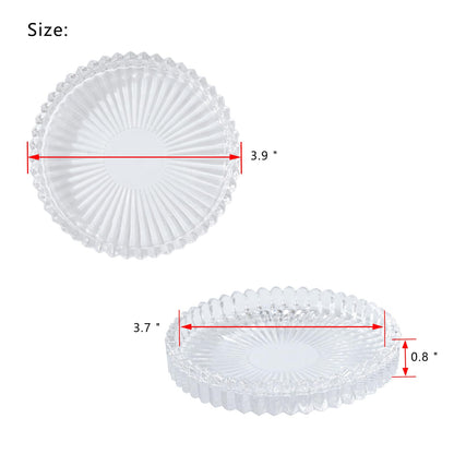 Jollyhilan Candleholder Glass Candle Holder Plates Set of 6, Round Glass Candle Tray Plates for Dining Wedding Christmas Party Evening Light, Clear