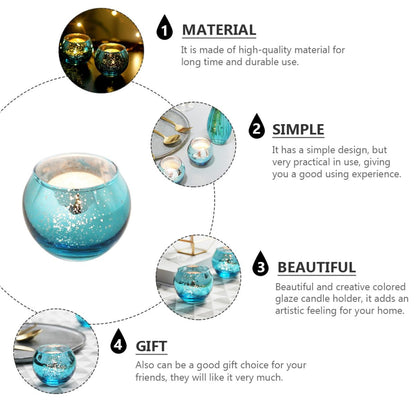 Hemobllo Spotted Blue Glass Candle Holders 12pcs Hollow Decorative Candle Cups for Home Décor, Hotel, and Party Table Centerpieces