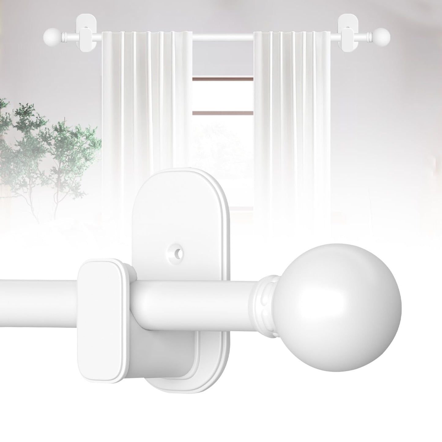 Curtain Rods No Drilling for Windows 32 to 45 Inch:No Drill Small Silver Curtain Rod with Adhesive Brackets for Bedroom,5/8" Apartment Renter Friendly Adjustable Drapery Rods Easy Install