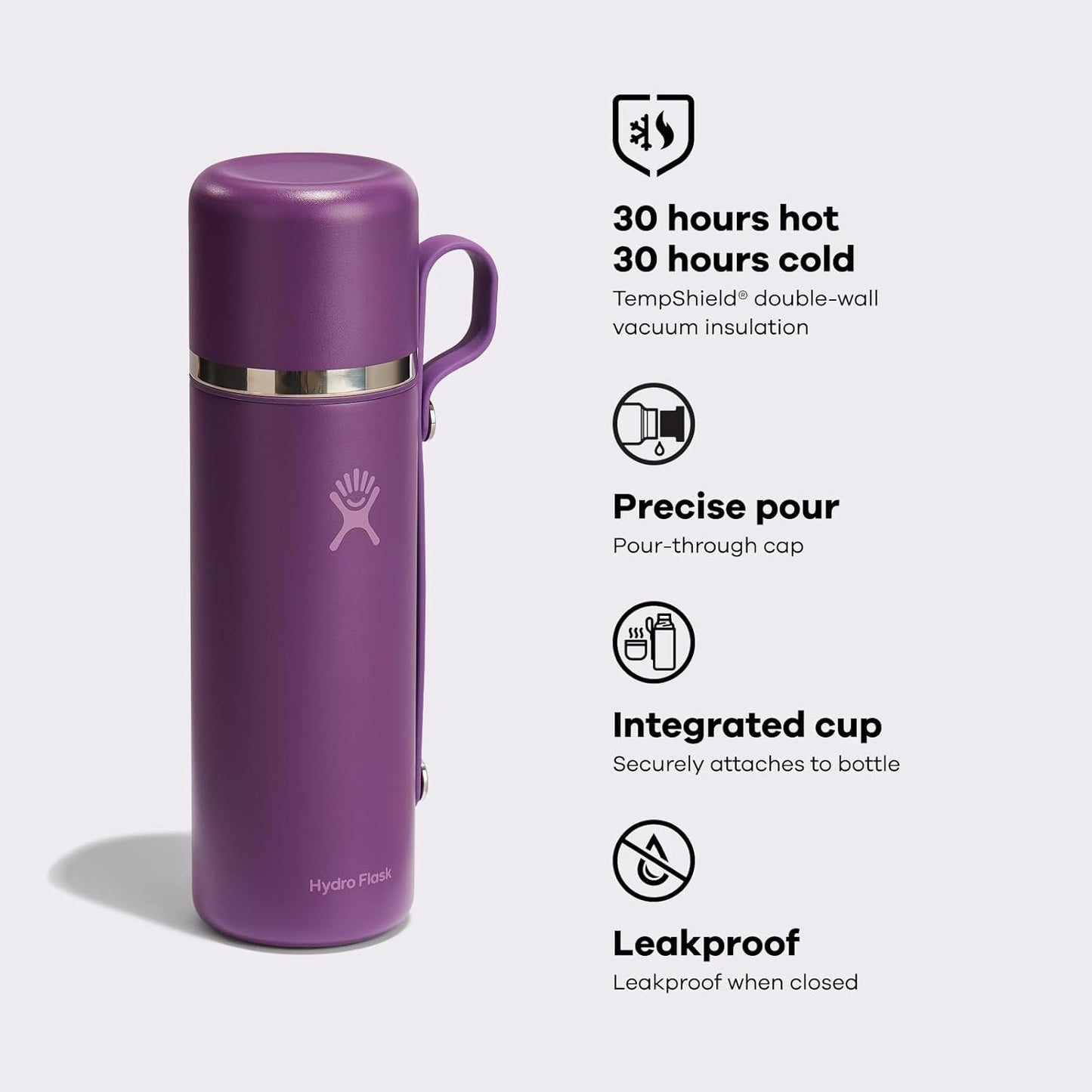 28 Oz Hydro Flask Hot Flask & Cup Insulated Stainless Steel, Hot Drink Travel Container for Coffee, Tea, & Soup Black