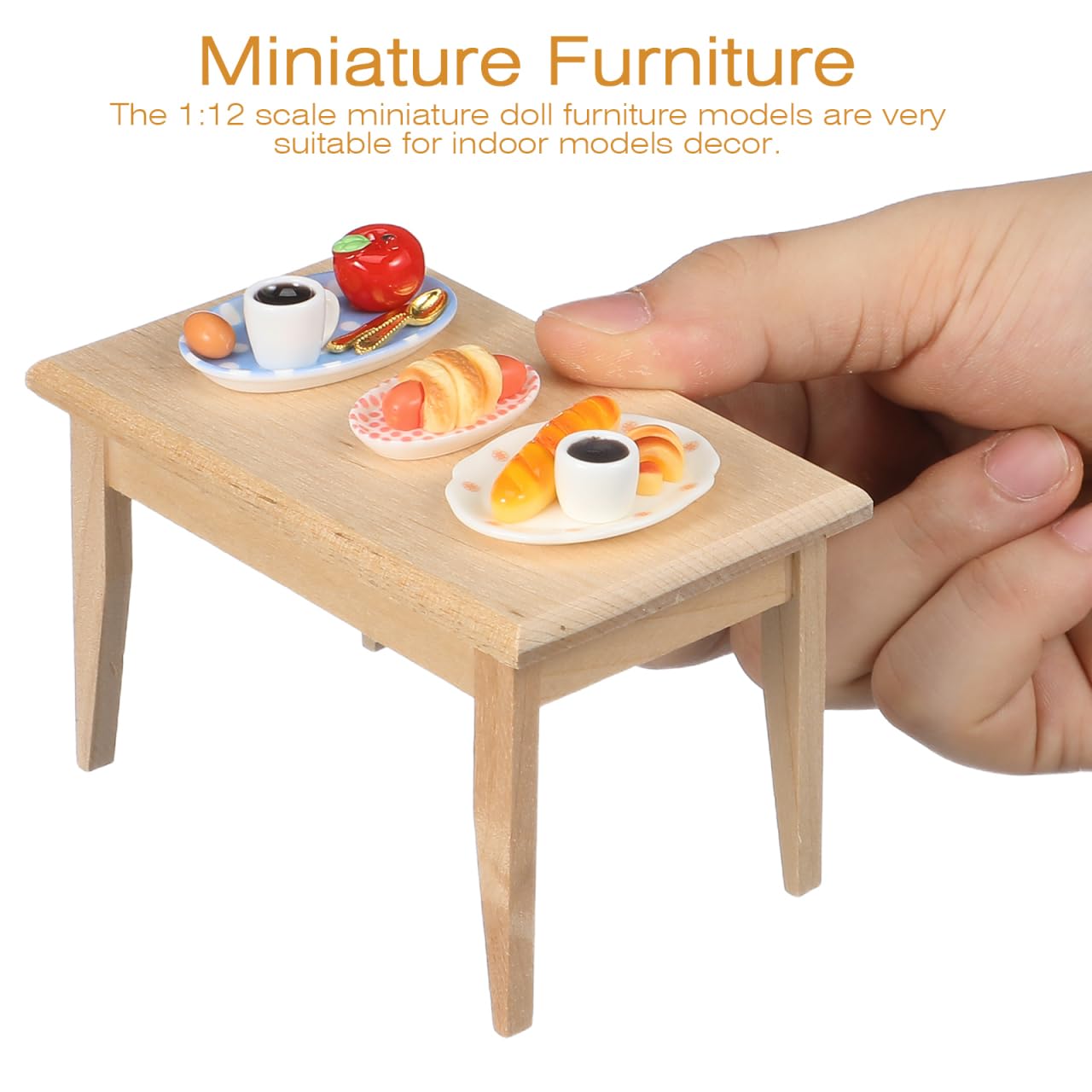 Toddmomy 1 Set Doll Furniture Miniature Furniture Decorative 1/12 Scale Miniature Table Chair Set for Dollhouse Kitchen Food Decoration Accessories (As Shown B)