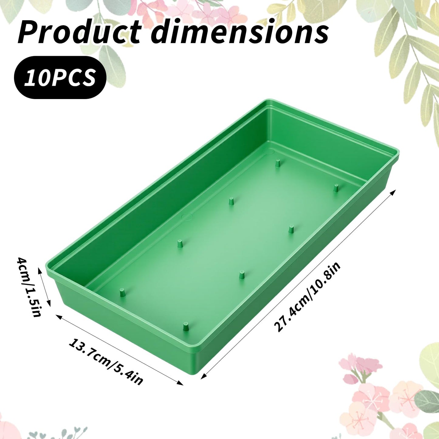 Kifmurase 10PCS Floral Foam Bowls, 10.8 × 5.4 × 1.5 inch Rectangle Wet Floral Foams Base Tray, Green Foam Block Container, Flower Arrangements Supplies for Table Party Wedding Festival Flower Decor