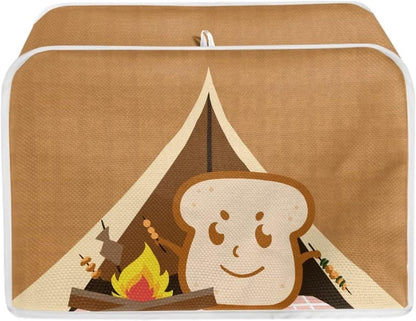 chaqlin Toaster Covers, 2 Slice Wide Slot, Cute Brown Toast Print, Machine Washable Bread Maker Cover