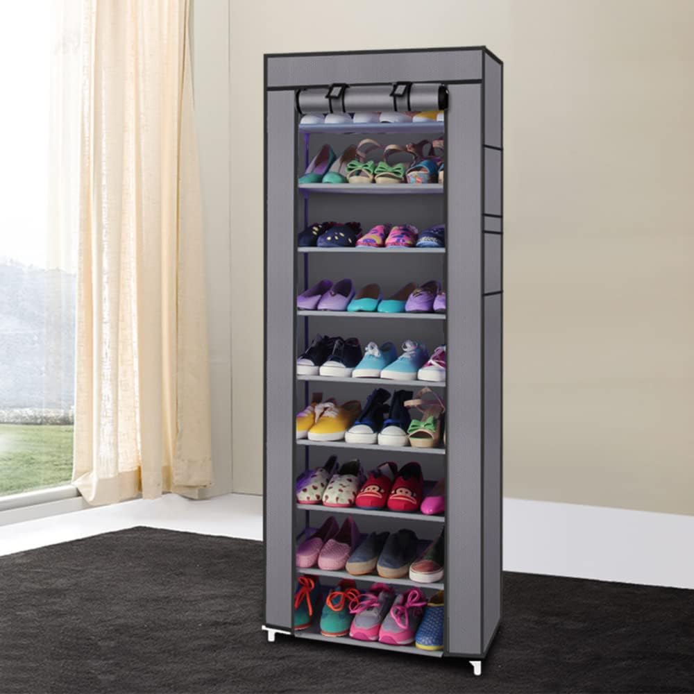 Generic 63" 10-Floor Closet, The Large Shoe Rack Large with dust Cover Shoe Rack with Covers on The Non-Woven Shoe