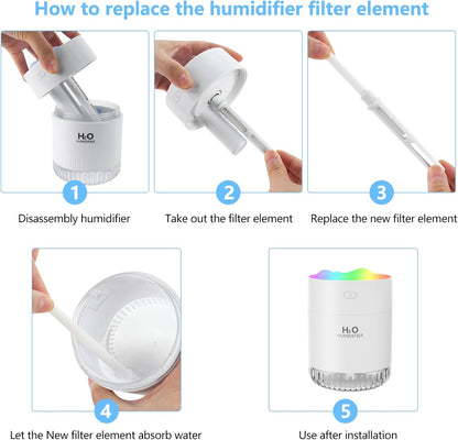 Besky 10 Pieces Small Humidifier Sticks, Filter Replacement Wick for Cool Mist Humidifiers, Portable Diffuser