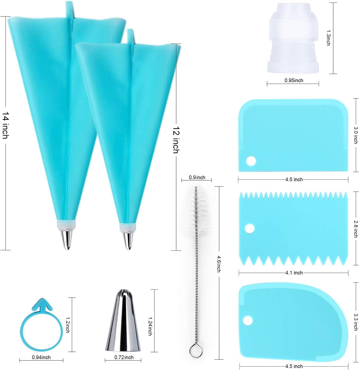 34Pcs Piping Bags and Tips Set - Bake Cake Decorating Kit with 24 Stainless Steel Tips and Reusable Silicone Bags