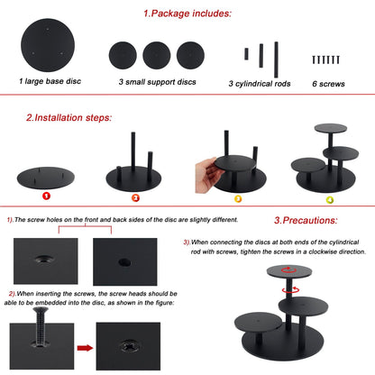 YQUQAQN Frosted Acrylic Table Display Stand for Figure Small Display Risers Black for Succulent Plants 3 Tier Round Risers for Decor 1 Pack