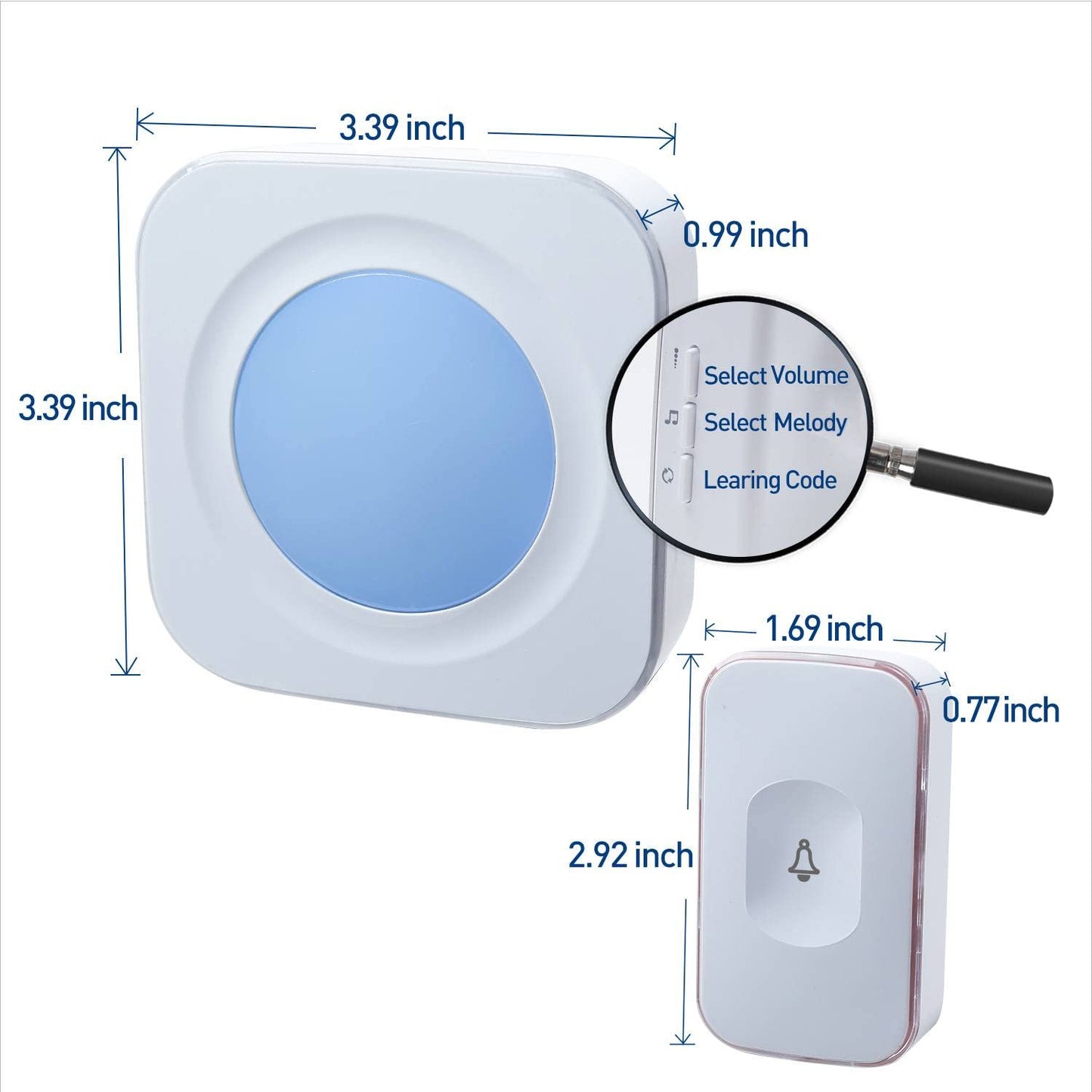 Wireless Doorbell 1200 Feet Waterproof Doorbells for Home with 36 Melodies 4 Volume levels, Flash Led Light (1 Receiver&1 Touch Button White)