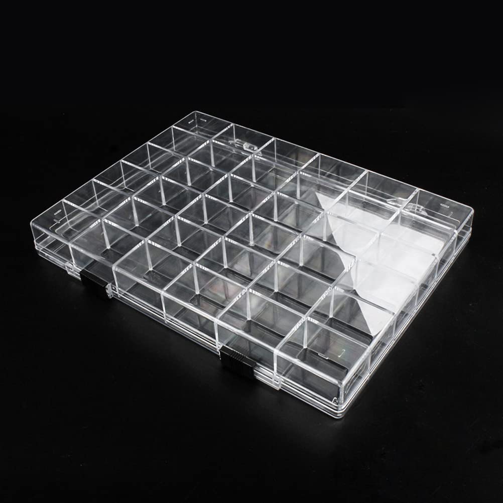 Chemlliy 36 Grids Clear Plastic Organizer Box, Craft Storage Container for Beads Organizer, Art DIY, Crafts Jewelry Storage, Fishing Tackles, Rock Collection, 2 Pack