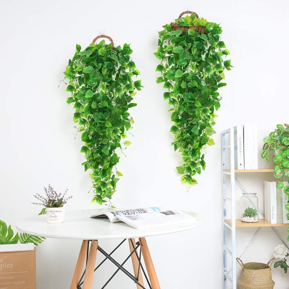 Ageomet 3pcs Artificial Hanging Plants, 3.6ft Fake Ivy Vine for Indoor Outdoor Wall House Room Decoration (No Baskets)