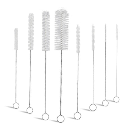 8 Pack Straw Brush Cleaner with Different Diameters (3mm-30mm) - 12" Long Nylon Brush for Water Bottles, Baby Bottles, Sippy Cups & Tumblers | Reusable Tube Cleaner for Straws and Narrow Pipes