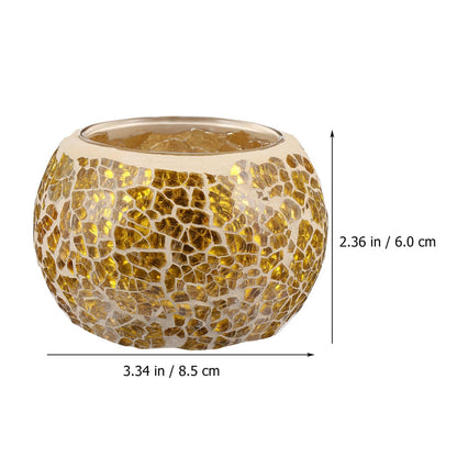 Amosfun Glass Candlestick Decoration 3.35 Inch Mosaic Candle Holder for Tea Light Candles Home Party Table Centerpiece