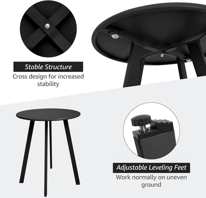 Meluvici Outdoor Side Table, Weather Resistant Patio Small Side Table Outdoor Indoor Round Metal Steel Small Table