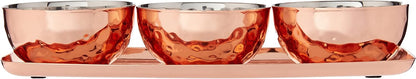 Godinger Hammered Tray with 3 Bowls, Copper