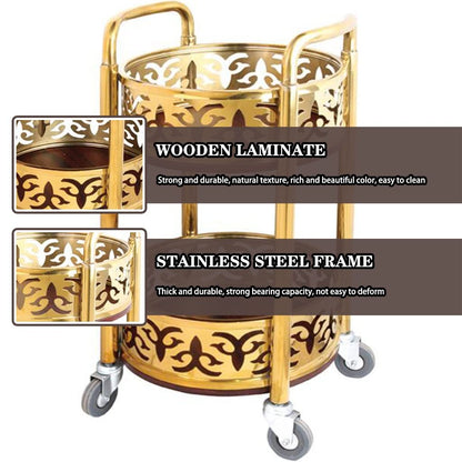 Bar Cart with Wheels High-end Restaurant Luxury Style Serving Cart, Portable Mobile Double Armrest Drink Cart, Banquet Service Equipment (Color : Gold, Size : 80 * 40cm)