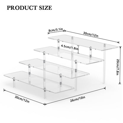 Acrylic Display Riser Stand Shelf Clear 4 Tier Cupcake Stand Perfume Display Holder Figures Desktop Decoration and Organizer Showcase Toys Retail Display Rack Candy Dessert Buffet 4 Steps Collection (2 PACKS)