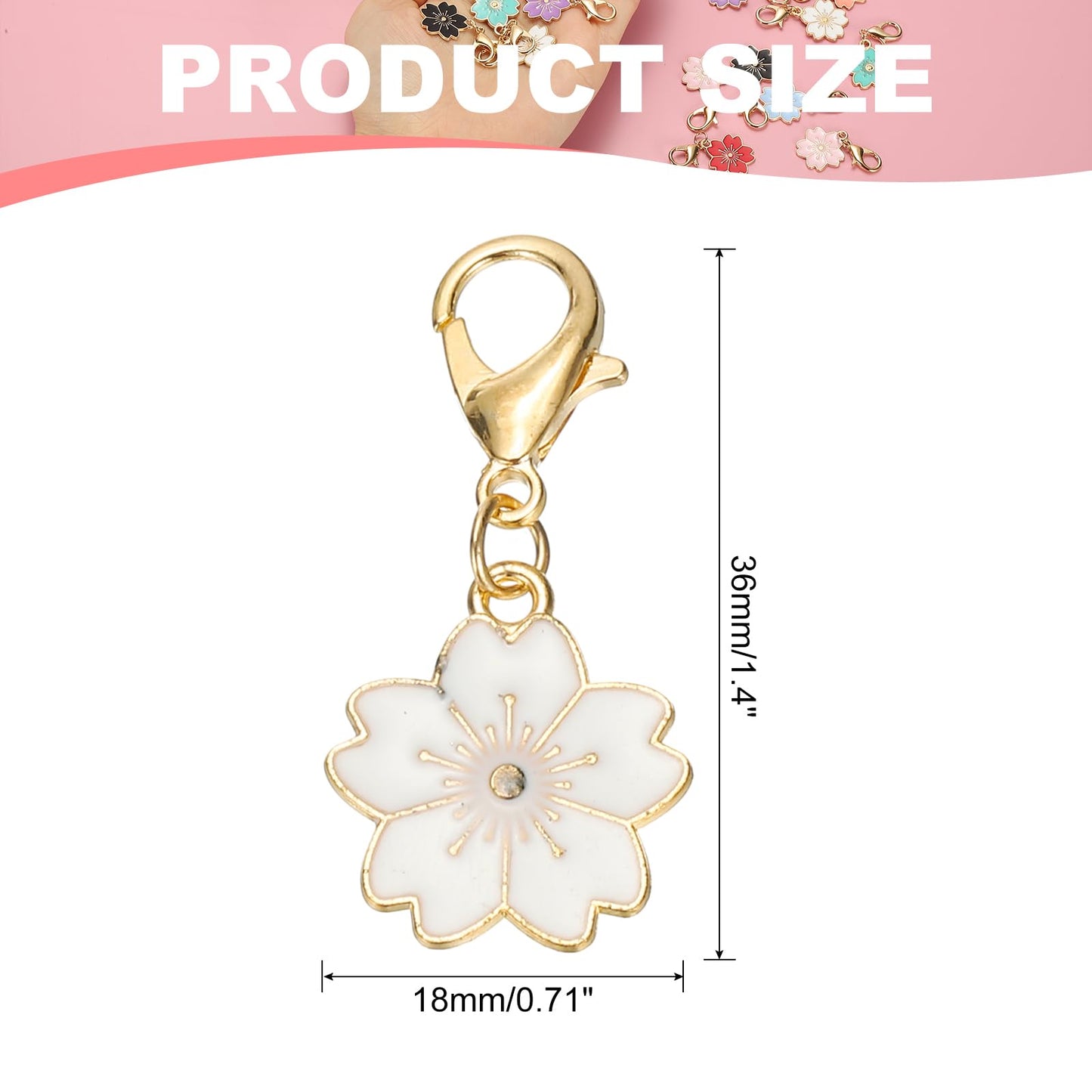 PATIKIL Flower Crochet Stitch Markers, 50 Pack 1.4" Metal Knitting Markers Cherry Blossom Removable Lobster Clasp Charm Locking Cute Stitch Marker for Sewing Crocheting DIY Craft, White