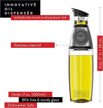 17 Oz. 6 Oz. Set DWLLZA KITCHEN Olive Oil Dispenser Bottle For Kitchen & Sprayer For Cooking - Glass Cooking Oil/Syrup