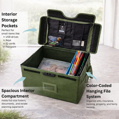 Icebox End of Life Organizer – Fire-Resistant Estate Planning & Emergency Document Storage Box – Lockable Home File Organizer for Important Documents (Green)