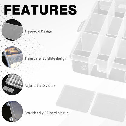 OALCQ 36 Grids 2 Pcs Bead Organizer and Storage Tackle Box for Rock Collection, Washi Tape, Small Items - Plastic Container
