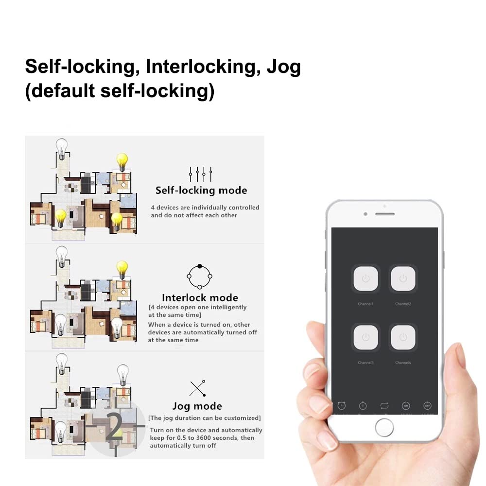 MHCOZY 4 Channel 12V ZigBee Relay Switch with Clean Contact, Adjustable Self-Lock and Momentary Interlock Working Mode,Automate Garage Gate Door Blind(Zigbee Hub Needed)