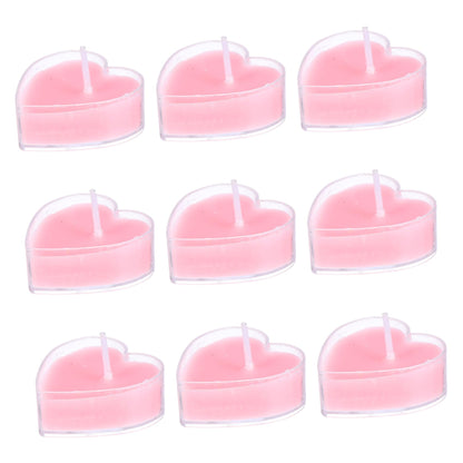 Beavorty 9Pcs Heart Shaped Scented Candles Smokeless Tea Wax with Pink Rose Fragrance Eco Friendly Aromatherapy for Home Wedding Birthday Decoration Soft Flicker Romantic Lighting