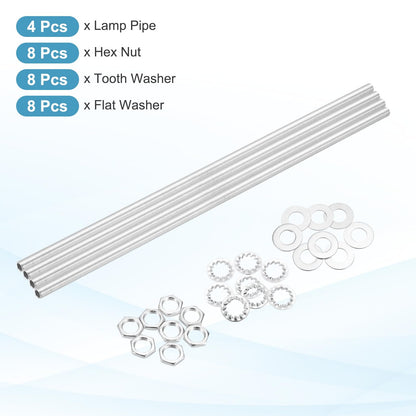 MECCANIXITY 28Pcs 16.5" Lamp Pipe Kit with Nuts Washers 1/8IP Thread Fasteners Assortment for Chandelier Ceiling Light Repair Assembly DIY Hardware