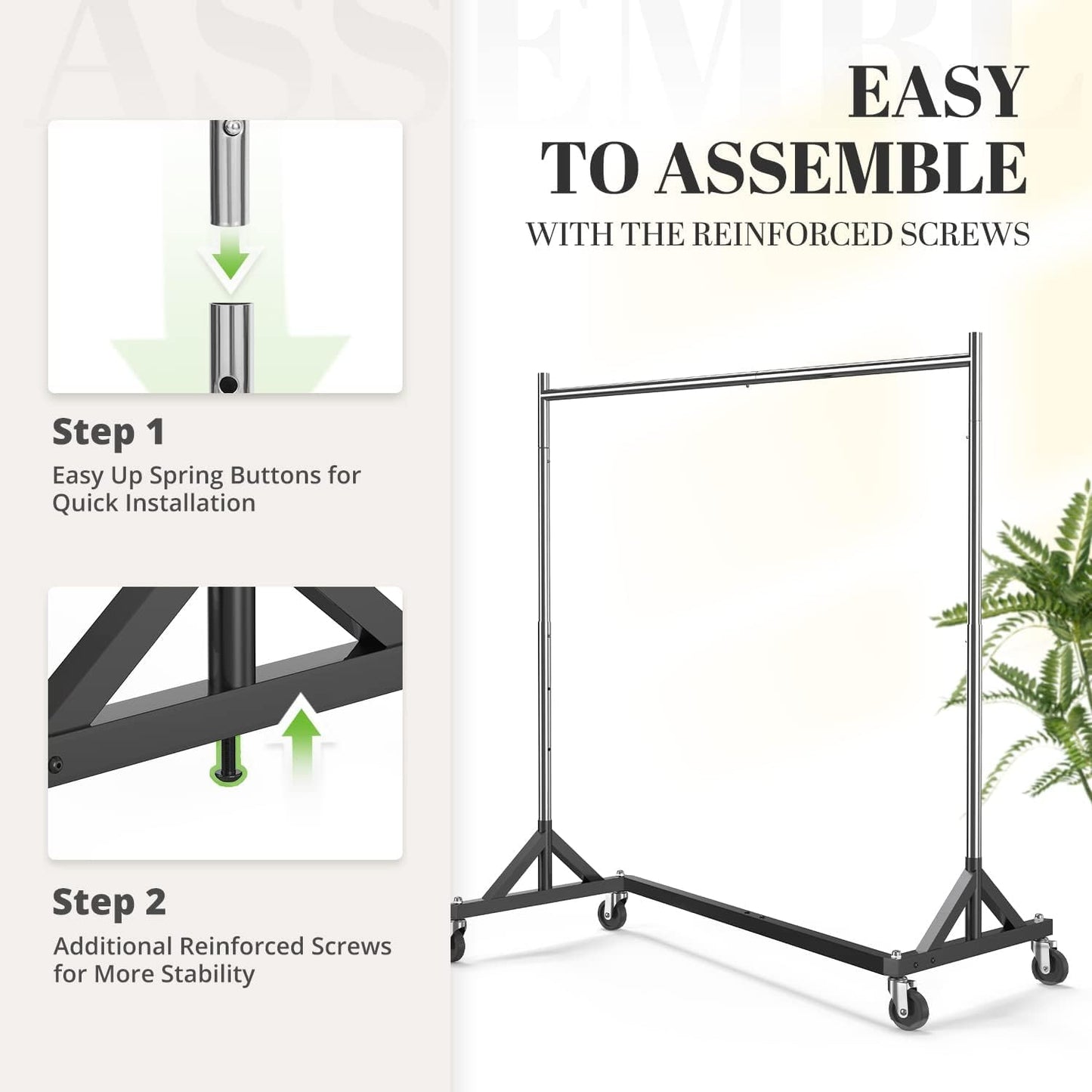 HOKEEPER Z Base Clothing Rack Heavy Duty Clothes Rack for Hanging Clothes Hold 500LBS Commercial Garment Rack with Wheels Adjustable Rolling Clothes Rack Portable Z 24" Dx63 Wx71 H, 3 Pack