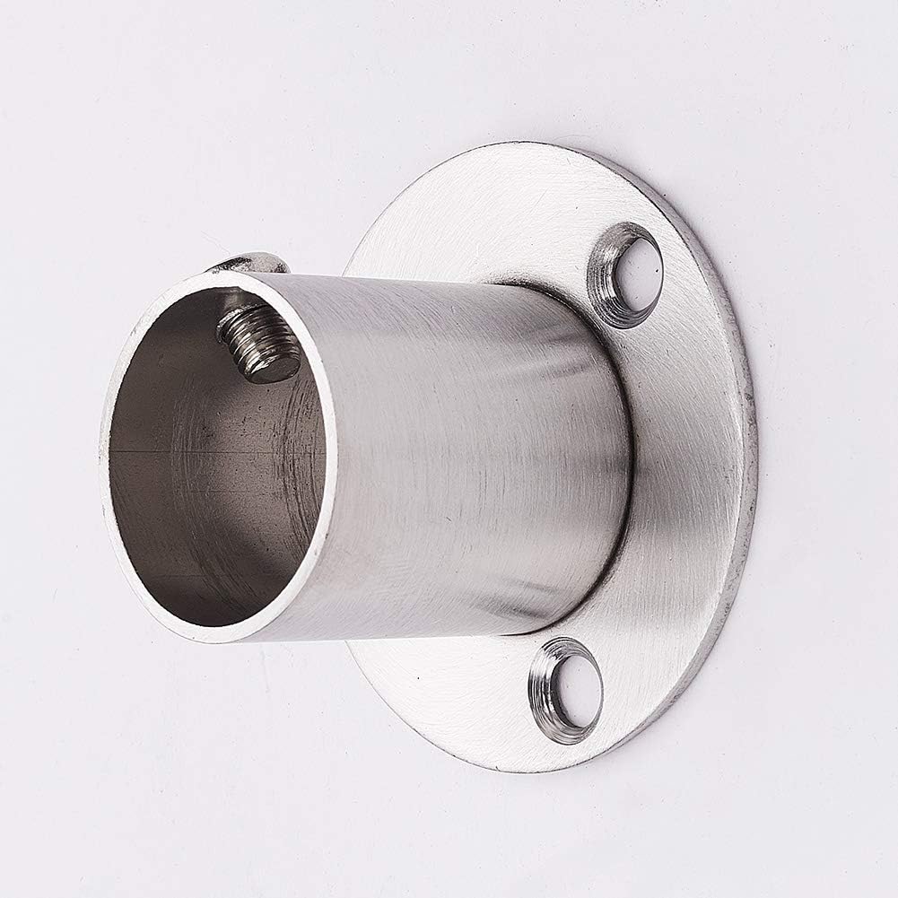 MroMax 304 Stainless Steel Wardrobe Pipe Bracket - 0.87 Inch Dia, Wall Mount Hanging Rail Rod Support Socket