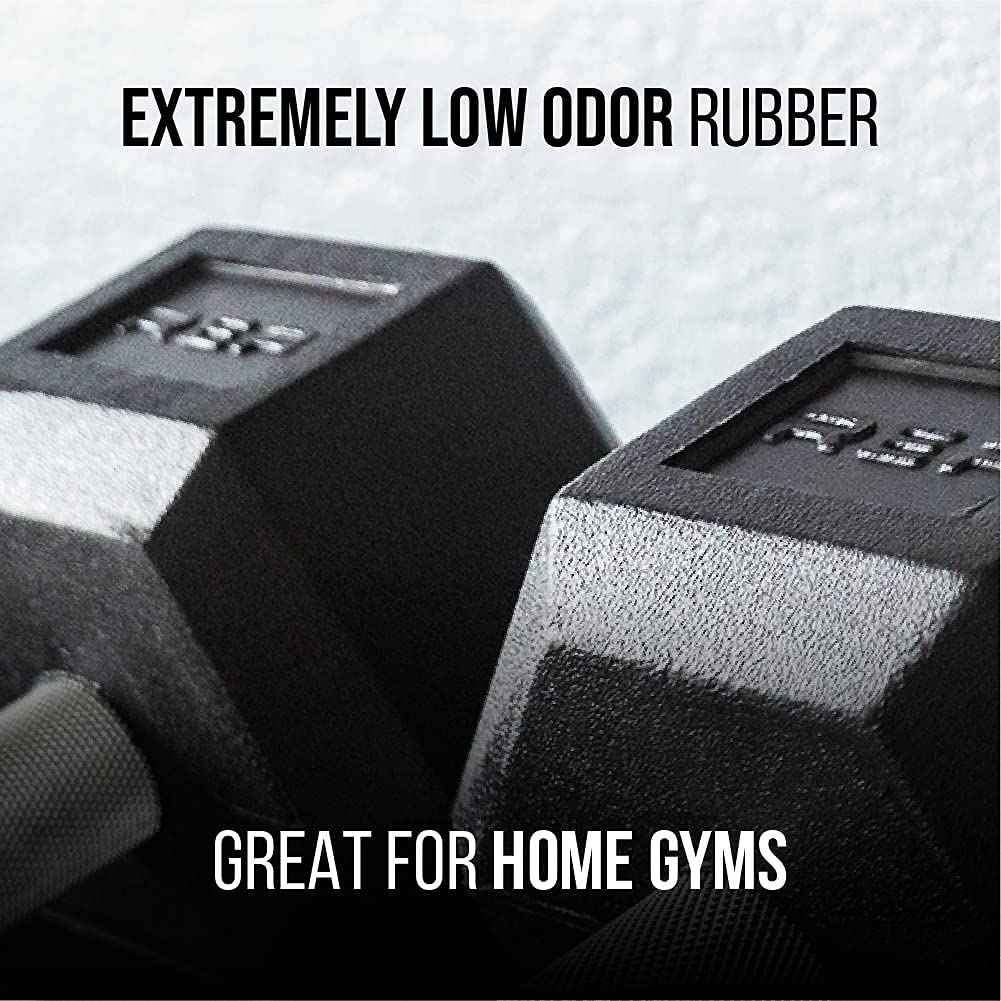 REP Fitness Rubber Hex Dumbbells, Includes Red Rack, 5–50 lb Weight Pairs, Heavy-Duty Sets, Textured Handles, Bundled Package for Men & Women, Home Gym Strength Training, Lifting and Muscle Growth