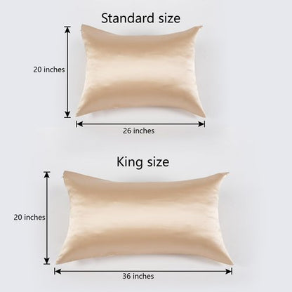CloudDwelling 100% Pure Mulberry Silk Pillowcase 22 Momme 6A High-Grade Both Sides Soft Breathable Silk Pillow Cover with Hidden Zipper for Hair and Skin Pack of 2 (Champagne, Standard 20x26 Inches)