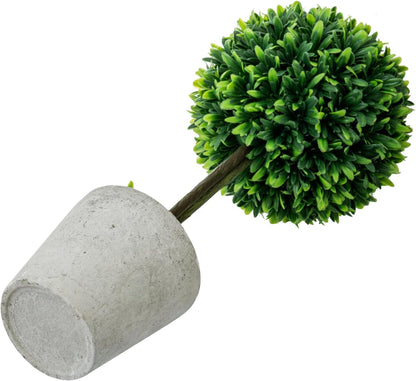 MyGift 15 Inch Boxwood Topiary Tree - 2 Pack Faux Plant Balls in Gray Pulp Planter, Tabletop Home Décor