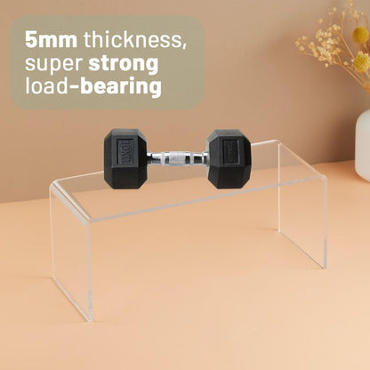 HTRYBNES 4 Packs Kitchen Cabinet Shelf Organizer, Acrylic Clear Shelf Riser, 5mm Thick Spice Rack for Dishes, Soda Cans and Cup（11.8 x 4.72 x 4.72 Inch）
