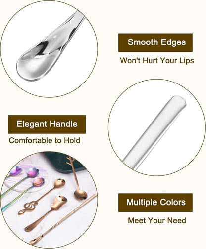 uxcell 4Pcs 7.6 Inch Stainless Steel Mixing Spoon Set, Cocktail Stirrer Bar Spoon for Drink Stirring