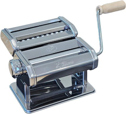 LAlunno Pasta Maker Machine by PastaVirtuoso - Hand Crank Machine for Pasta Dough and Noodles - Easy to Use Manual