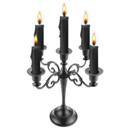 Viscacha Metal Candle Holders 5 Wicks Black Candle Holders for Candlesticks Taper Candles（10.6 inch Tall Candelabra, for 1/2-1 inch Pillar Candles Diameter Each）,Candle Stand Decoration