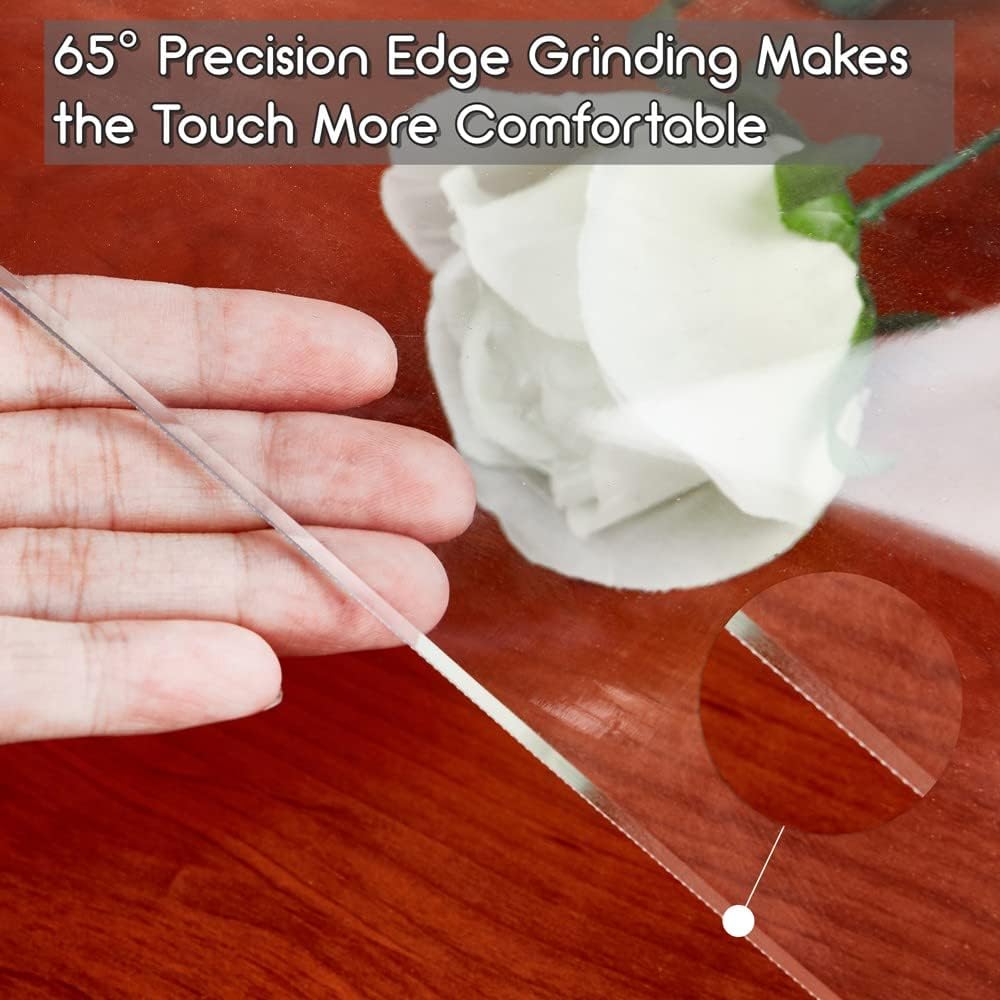15 Inch 2mm NECAUX Round Clear Table Cover Protector, Thick Upgraded Version, Unshrinkable Waterproof Oil Proof Plastic